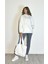 Kadın Kapüşonlu Kanguru Cepli Uzun Kol Oversize Sweatshirt 4