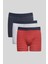 Erkek Lacivert-kırmızı 3'lü Pamuklu Esnek Boxer Paketi 1
