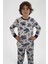 Traktör Iş Makinası Desenli Erkek Çocuk Pijama Takımı - Pamuklu Interlok Kumaş 1