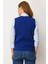 Kadın Sıfır Yaka Önü Jakarlı Yün Süveter K.s.mavi 3