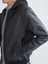 Xsıde Siyah Standart Kalıp Kapüşonlu Erkek Deri Görünümlü Ceket 3