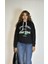 Kadın Kapüşonlu Baskı Detaylı Uzun Kol Oversize Sweatshirt 3