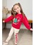 Kız Çocuk Friends Yazı ve Noel Ağacı Detaylı Kırmızı Taytlı Takım 1