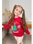 Kız Çocuk Friends Yazı ve Noel Ağacı Detaylı Kırmızı Taytlı Takım 2