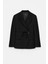 Kadın Siyah Bağcıklı Dokuma Blazer 6
