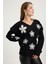 V Yaka Çiçek Nakışlı Triko 3