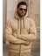 Erkek Kışlık Cepli Krem Oversize Sweatshirt 2