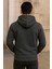 Erkek Kışlık Cepli Antrasit Oversize Sweatshirt 5