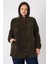 Kadın Büyük Beden Kapüşonlu Fermuarlı Cepli Soft Peluş Sweatshirt 2