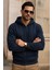 Erkek Kışlık Cepli Lacivert Oversize Sweatshirt 2