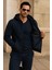 Erkek Kışlık Cepli Lacivert Oversize Sweatshirt 4