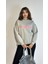 Kadın Bisiklet Yaka Nakış Baskılı Uzun Kollu Oversize Sweatshirt 1