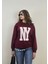 Kadın Bisiklet Yaka Baskılı Uzun Kollu Oversize Sweatshirt 6