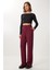 Pileli Dokuma Palazzo Pantolon LDW0010 Bordo 2