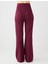 Bordo Yüksek Bel Bol Paça Modal Jogger Pantolon 5