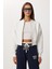 Fermuarlı Şardonlu Örme Sweatshirt LAN0085 Ekru 2