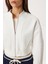 Fermuarlı Şardonlu Örme Sweatshirt LAN0085 Ekru 4