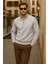Erkek Kışlık Polo Yaka Gri Fermuarlı Sweatshirt 3