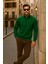 Erkek Kışlık Polo Yaka Yeşil Fermuarlı Sweatshirt 3