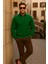 Erkek Kışlık Polo Yaka Yeşil Fermuarlı Sweatshirt 4