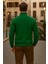Erkek Kışlık Polo Yaka Yeşil Fermuarlı Sweatshirt 5