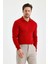 Kırmızı Erkek Polo Yaka Fitilli Triko Kazak 1