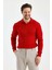 Kırmızı Erkek Polo Yaka Fitilli Triko Kazak 2