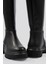 Kadın Deri Çizme Kalın Tabanlı Fermuarlı Siyah Morre 2