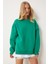 Fermuar Detaylı Şardonlu Sweatshirt LUB0003 Koyu Yeşil 2