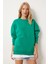 Fermuar Detaylı Şardonlu Sweatshirt LUB0003 Koyu Yeşil 3