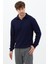 Lacivert Erkek Polo Yaka Fitilli Triko Kazak 4