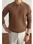 Erkek Kahverengi Slim Fit Uzun Kollu Polo Yaka Triko Kazak 2