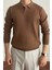 Erkek Kahverengi Slim Fit Uzun Kollu Polo Yaka Triko Kazak 4