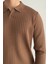 Erkek Kahverengi Slim Fit Uzun Kollu Polo Yaka Triko Kazak 5