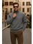 Erkek Kışlık Polo Yaka Antrasit Fermuarlı Sweatshirt 1