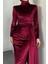 Selis Balık Model Kadife Kumaş Tesettür Abiye- Bordo 4