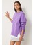 Fermuar Detaylı Şardonlu Sweatshirt LUB0003 Mor 4