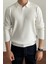 Erkek Beyaz Slim Fit Uzun Kollu Polo Yaka Triko Kazak 1