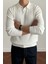 Erkek Beyaz Slim Fit Uzun Kollu Polo Yaka Triko Kazak 2