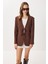 Fiyonk Detaylı Vatkalı Blazer Ceket LXA0016 Kahverengi 1