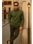 Erkek Kışlık Polo Yaka Haki Fermuarlı Sweatshirt 3