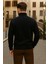 Erkek Kışlık Polo Yaka Siyah Fermuarlı Sweatshirt 5