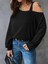Ulak Handmader Kadın Uzun Kollu Tek Omuz Askı Detay Salaş Viskon Iki Iplik Bluz 5