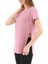Kadın %100 Pamuk Bisiklet Yaka T-Shirt Fumus Pembe 1