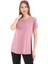Kadın %100 Pamuk Bisiklet Yaka T-Shirt Fumus Pembe 2