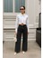 Kadın Siyah Yüksek Bel Wide Leg Jean Pantolon 1