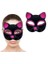 Siyah Fuşya Simli Süet Kedi Maskesi 2