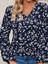Ulak Handmader Kadın Uzun Kollu V Yakalı Çiçek Desenli Modal Bluz 5
