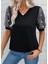 Ulak Handmader Kadın Kısa Kollu V Yakalı Pul Payet Detaylı Viskon Bluz 1