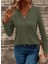 Ulak Handmader Kadın Uzun Kollu Cepli V Yakalı Viskon Iki Iplik Bluz 2